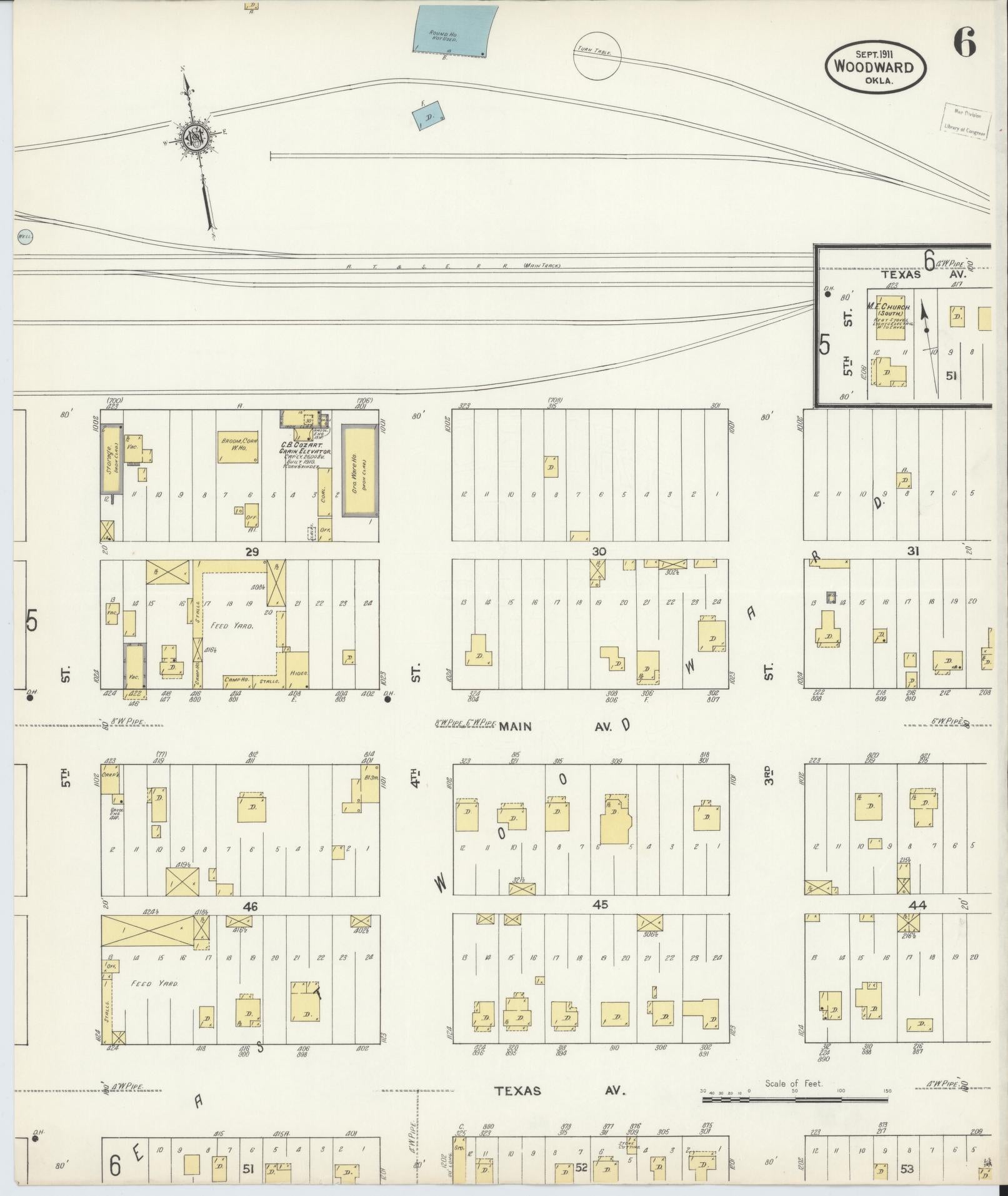 Sanborn Fire Insurance Map from Woodward, Woodward County, Oklahoma (1911), Sheet #0006 - Historic Sanborn Fire Insurance Map Print, vintage old map wall art, antique decor, genealogy gift, Oklahoma Oklahoma map