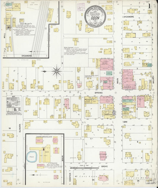 Sanborn Fire Insurance Map from Odon, Daviess County, Indiana (1907), Sheet #0001 - Complete Map Set gallery image, historic Sanborn map, vintage wall art, Indiana Indiana