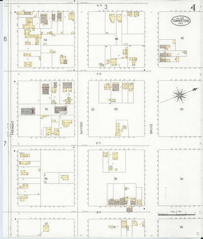 Sanborn Fire Insurance Map from Tombstone, Cochise County, Arizona (1909), Sheet #0004 - Complete Map Set gallery image, historic Sanborn map, vintage wall art, Arizona Arizona