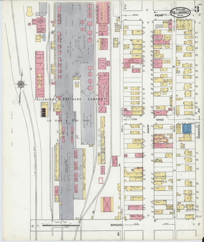 Sanborn Fire Insurance Map from Follansbee, Brooke County, West Virginia (1921), Sheet #0003 - Complete Map Set gallery image, historic Sanborn map, vintage wall art, West Virginia West Virginia