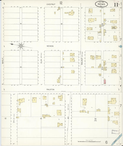 Sanborn Fire Insurance Map from Reno, Washoe County, Nevada (1899), Sheet #0011 - Complete Map Set gallery image, historic Sanborn map, vintage wall art, Nevada Nevada