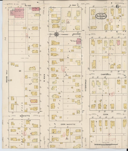 Sanborn Fire Insurance Map from Durand, Shiawassee County, Michigan (1944), Sheet #0006 - Complete Map Set gallery image, historic Sanborn map, vintage wall art, Michigan Michigan