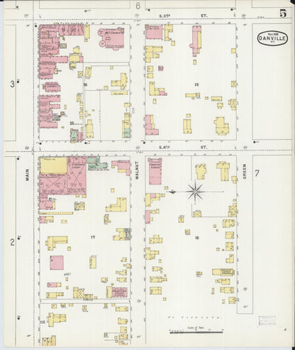 Sanborn Fire Insurance Map from Danville, Boyle County, Kentucky (1896), Sheet #0005 - Complete Map Set gallery image, historic Sanborn map, vintage wall art, Kentucky Kentucky