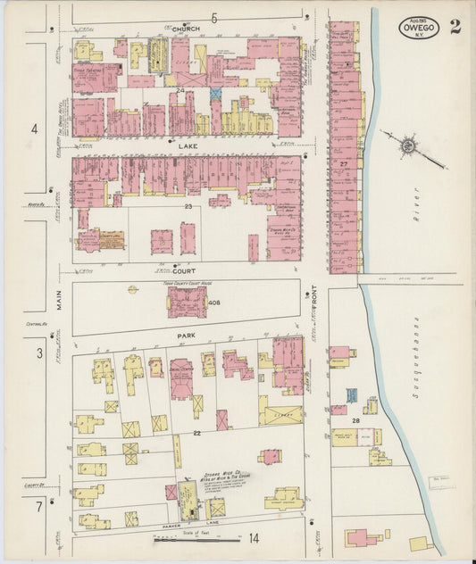 Sanborn Fire Insurance Map from Owego, Tioga County, New York (1915), Sheet #0002 - Complete Map Set gallery image, historic Sanborn map, vintage wall art, New York New York