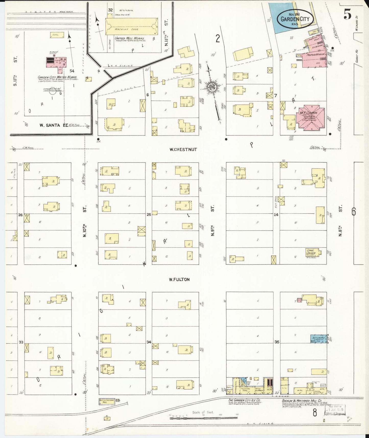 Sanborn Fire Insurance Map from Garden City, Finney County, Kansas (1911), Sheet #0005 - Complete Map Set gallery image, historic Sanborn map, vintage wall art, Kansas Kansas
