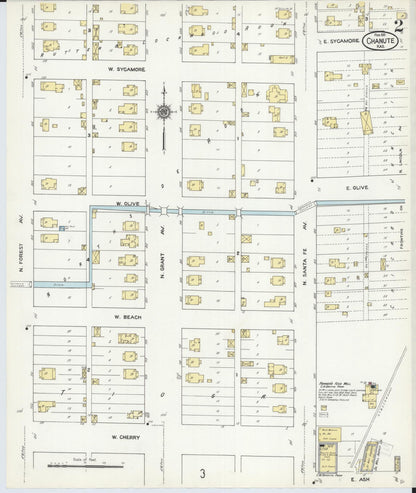 Sanborn Fire Insurance Map from Chanute, Neosho County, Kansas (1911), Sheet #0002 - Complete Map Set gallery image, historic Sanborn map, vintage wall art, Kansas Kansas