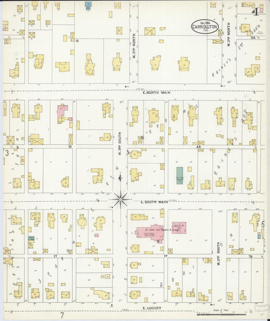 Sanborn Fire Insurance Map from Carrollton, Greene County, Illinois (1906), Sheet #0004 - Historic Sanborn Fire Insurance Map Print, vintage old map wall art, antique decor, genealogy gift, Illinois Illinois map