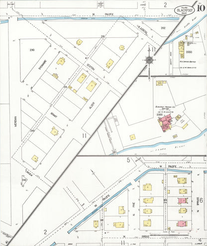 Sanborn Fire Insurance Map from Blackfoot, Bingham County, Idaho (1921), Sheet #0010 - Complete Map Set gallery image, historic Sanborn map, vintage wall art, Idaho Idaho