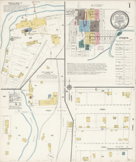 Sanborn Fire Insurance Map from Sumas, Whatcom County, Washington (1914), Sheet #0001 - Complete Map Set gallery image, historic Sanborn map, vintage wall art, Washington Washington