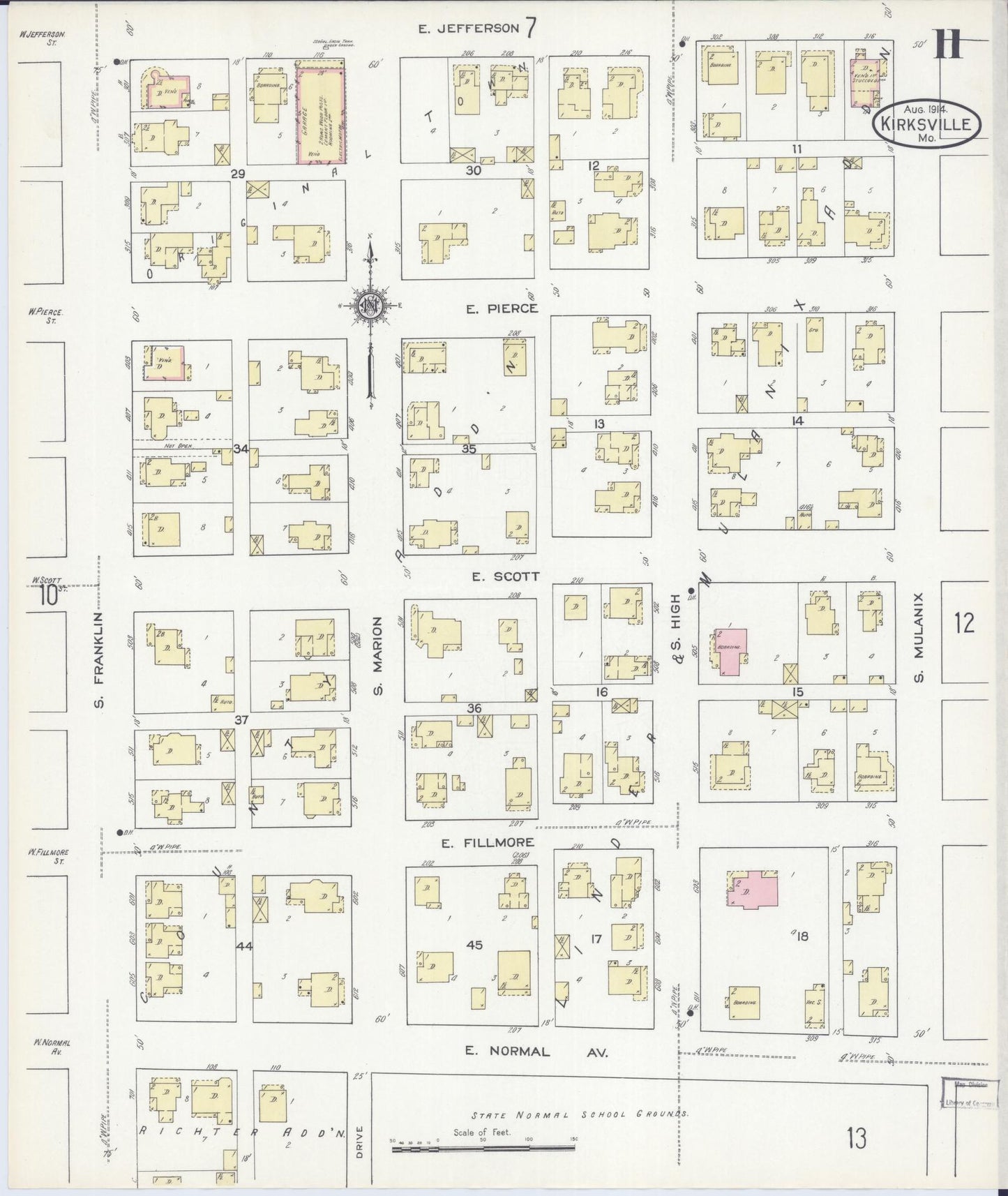 Sanborn Fire Insurance Map from Kirksville, Adair County, Missouri (1914), Sheet #0011 - Complete Map Set gallery image, historic Sanborn map, vintage wall art, Missouri Missouri