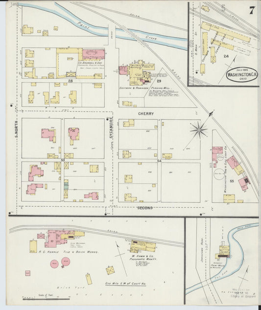 Sanborn Fire Insurance Map from Washington Court House, Fayette County, Ohio (1895), Sheet #0007 - Historic Sanborn Fire Insurance Map Print, vintage old map wall art, antique decor, genealogy gift, Ohio Ohio map