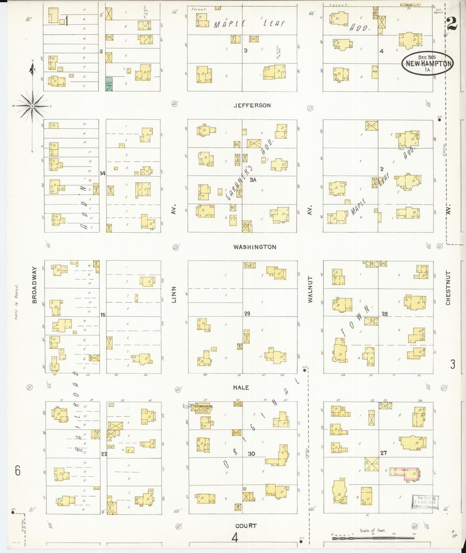 Sanborn Fire Insurance Map from New Hampton, Chickasaw County, Iowa (1905), Sheet #0002 - Historic Sanborn Fire Insurance Map Print