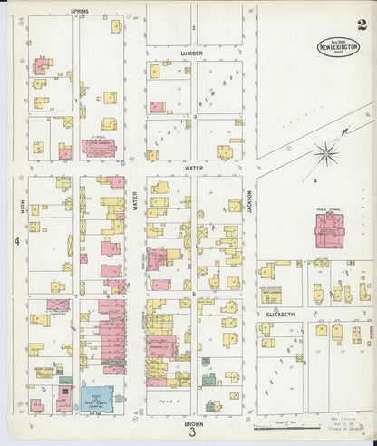 Sanborn Fire Insurance Map from New Lexington, Perry County, Ohio (1900), Sheet #0002 - Historic Sanborn Fire Insurance Map Print, vintage old map wall art, antique decor, genealogy gift, Ohio Ohio map