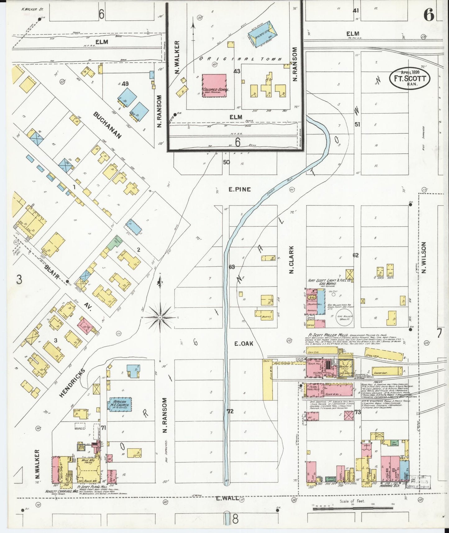 Sanborn Fire Insurance Map from Fort Scott, Bourbon County, Kansas (1899), Sheet #0006 - Complete Map Set gallery image, historic Sanborn map, vintage wall art, Kansas Kansas