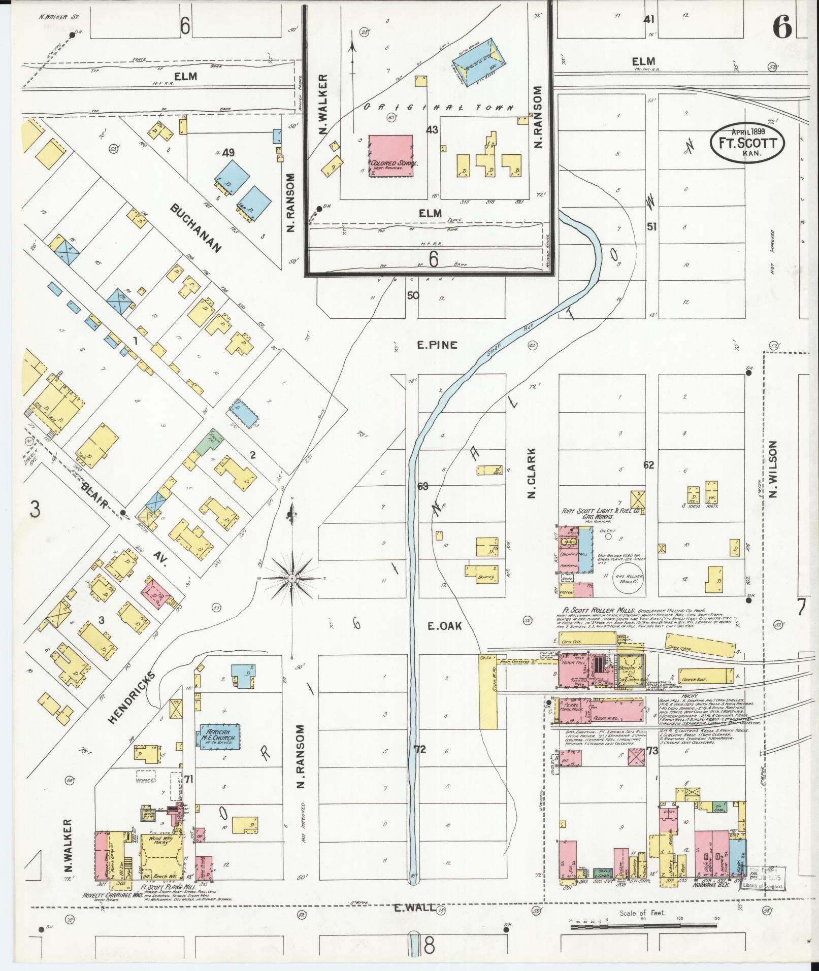 Sanborn Fire Insurance Map from Fort Scott, Bourbon County, Kansas (1899), Sheet #0006 - Complete Map Set gallery image, historic Sanborn map, vintage wall art, Kansas Kansas