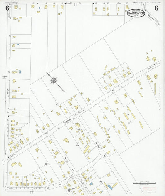 Sanborn Fire Insurance Map from Hammonton, Atlantic County, New Jersey (1930), Sheet #0006 - Historic Sanborn Fire Insurance Map Print, vintage old map wall art, antique decor, genealogy gift, New Jersey New Jersey map
