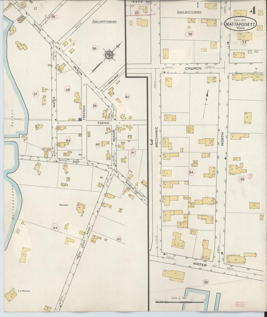 Sanborn Fire Insurance Map from Mattapoisett, Plymouth County, Massachusetts (1931), Sheet #0004 - Historic Sanborn Fire Insurance Map Print, vintage old map wall art, antique decor, genealogy gift, Massachusetts Massachusetts map