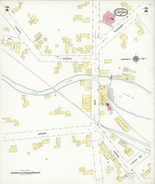 Sanborn Fire Insurance Map from Corinna, Penobscot County, Maine (1923), Sheet #0002 - Historic Sanborn Fire Insurance Map Print, vintage old map wall art, antique decor, genealogy gift, Maine Maine map