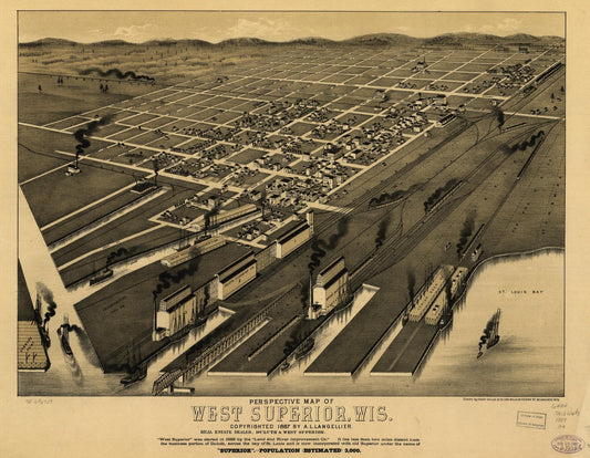 Perspective map of West Superior, Wis. (1887) – Historic Bird’s-Eye View Panorama Print