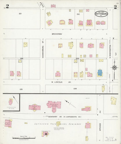 Sanborn Fire Insurance Map from Gettysburg, Adams County, Pennsylvania (1924), Sheet #0002 - Complete Map Set gallery image, historic Sanborn map, vintage wall art, Pennsylvania Pennsylvania