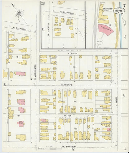 Sanborn Fire Insurance Map from Rome, Oneida County, New York (1904), Sheet #0007 - Complete Map Set gallery image, historic Sanborn map, vintage wall art, New York New York