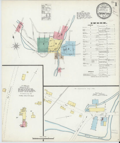 Sanborn Fire Insurance Map from Stafford Springs, Tolland County, Connecticut (1897), Sheet #0001 - Complete Map Set gallery image, historic Sanborn map, vintage wall art, Connecticut Connecticut