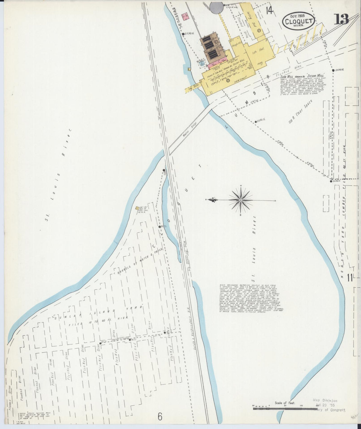 Sanborn Fire Insurance Map from Cloquet, Carlton County, Minnesota (1905), Sheet #0013 - Complete Map Set gallery image, historic Sanborn map, vintage wall art, Minnesota Minnesota