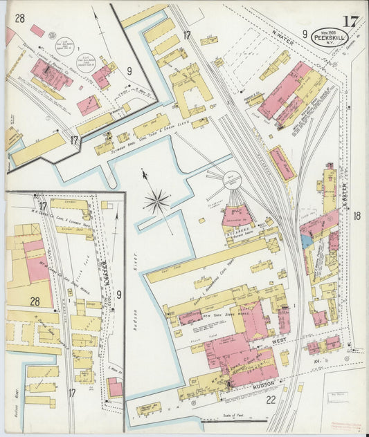 Sanborn Fire Insurance Map from Peekskill, Westchester County, New York (1905), Sheet #0017 - Historic Sanborn Fire Insurance Map Print, vintage old map wall art, antique decor, genealogy gift, New York New York map