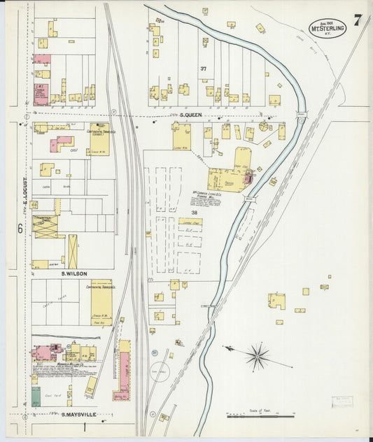 Sanborn Fire Insurance Map from Mount Sterling, Montgomery County, Kentucky (1901), Sheet #0007 - Historic Sanborn Fire Insurance Map Print, vintage old map wall art, antique decor, genealogy gift, Kentucky Kentucky map