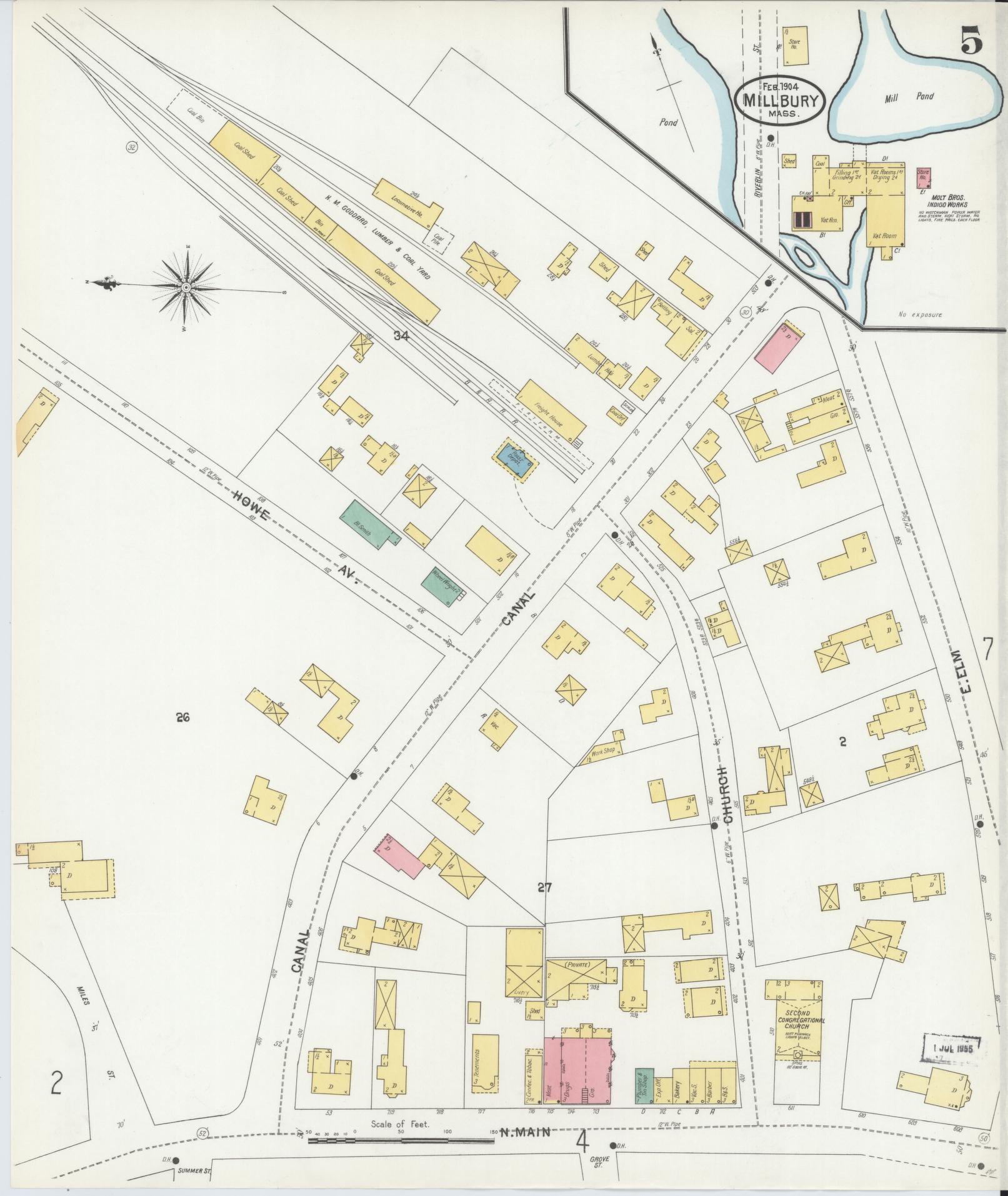 Sanborn Fire Insurance Map from Millbury, Worcester County, Massachusetts (1904), Sheet #0005 - Complete Map Set gallery image, historic Sanborn map, vintage wall art, Massachusetts Massachusetts