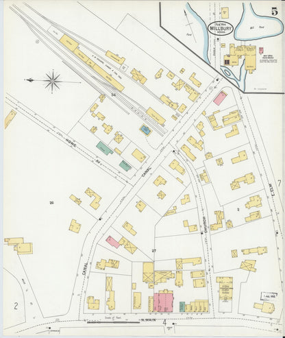 Sanborn Fire Insurance Map from Millbury, Worcester County, Massachusetts (1904), Sheet #0005 - Complete Map Set gallery image, historic Sanborn map, vintage wall art, Massachusetts Massachusetts
