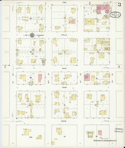 Sanborn Fire Insurance Map from Rolla, Phelps County, Missouri (1910), Sheet #0003 - Historic Sanborn Fire Insurance Map Print, vintage old map wall art, antique decor, genealogy gift, Missouri Missouri map