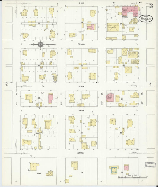 Sanborn Fire Insurance Map from Rolla, Phelps County, Missouri (1910), Sheet #0003 - Historic Sanborn Fire Insurance Map Print, vintage old map wall art, antique decor, genealogy gift, Missouri Missouri map
