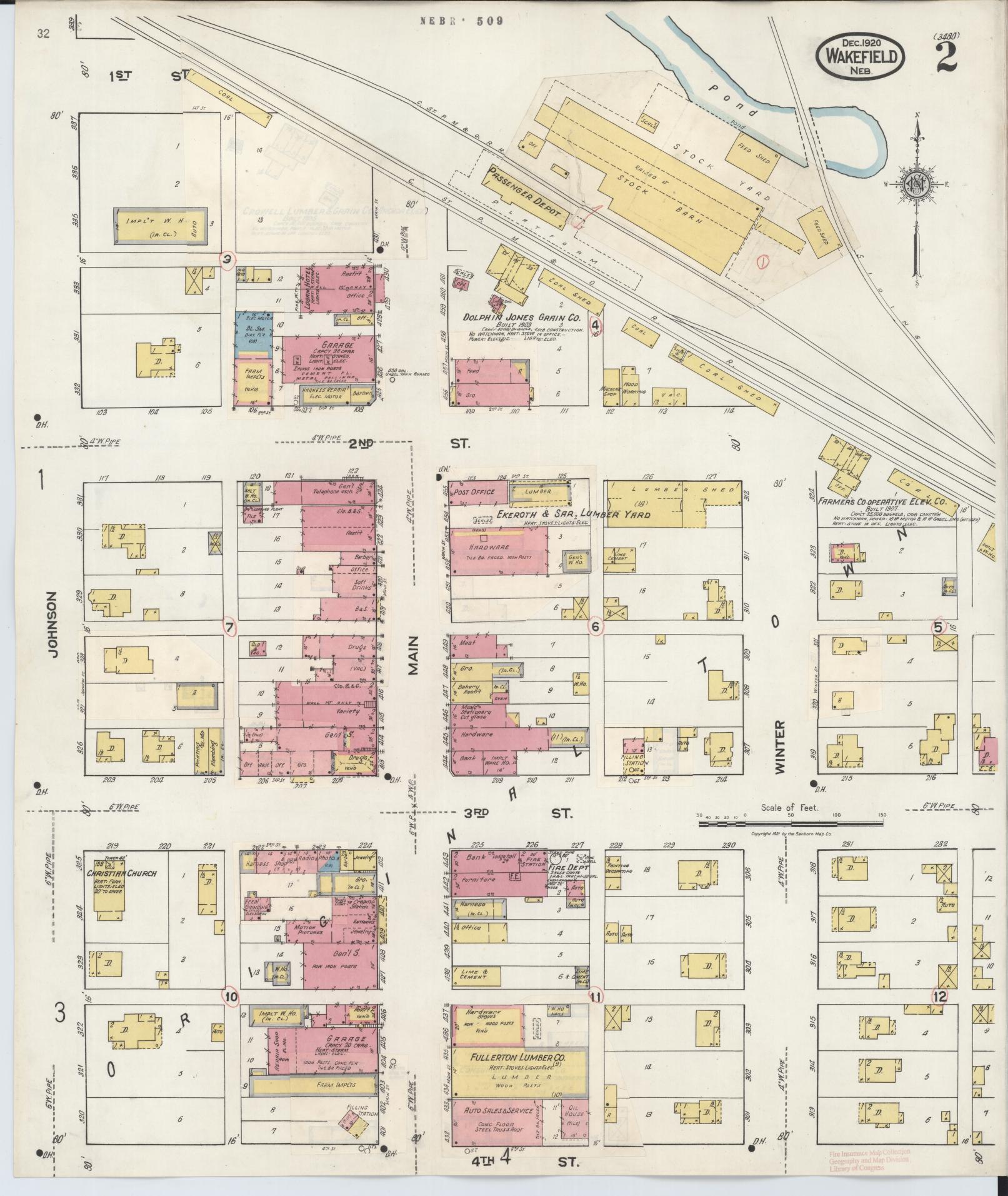 Sanborn Fire Insurance Map from Wakefield, Dixon County, Nebraska (1930), Sheet #0002 - Complete Map Set gallery image, historic Sanborn map, vintage wall art, Nebraska Nebraska