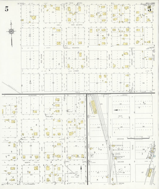 Sanborn Fire Insurance Map from Henrietta, Clay County, Texas (1934), Sheet #0005 - Historic Sanborn Fire Insurance Map Print, vintage old map wall art, antique decor, genealogy gift, Texas Texas map
