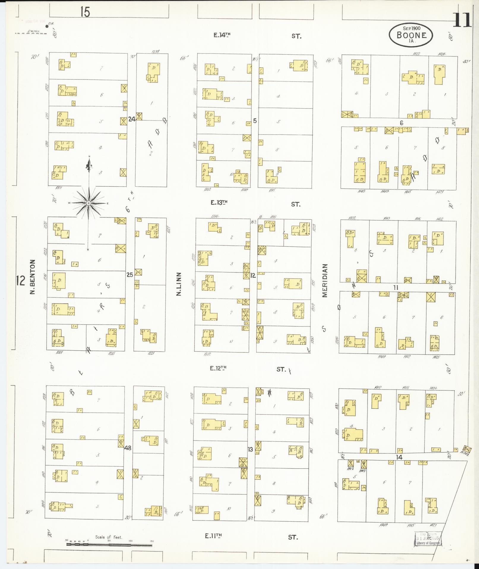 Sanborn Fire Insurance Map from Boone, Boone County, Iowa (1900), Sheet #0011 - Historic Sanborn Fire Insurance Map Print