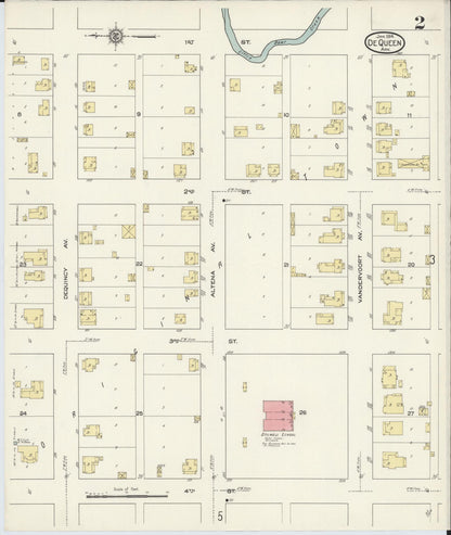 Sanborn Fire Insurance Map from De Queen, Sevier County, Arkansas (1914), Sheet #0002 - Complete Map Set gallery image, historic Sanborn map, vintage wall art, Arkansas Arkansas