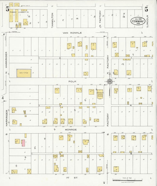Sanborn Fire Insurance Map from Conway, Faulkner County, Arkansas (1926), Sheet #0005 - Historic Sanborn Fire Insurance Map Print, vintage old map wall art, antique decor, genealogy gift, Arkansas Arkansas map