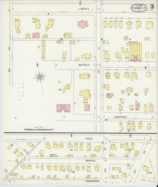 Sanborn Fire Insurance Map from Franklin, Venango County, Pennsylvania (1896), Sheet #0003 - Historic Sanborn Fire Insurance Map Print, vintage old map wall art, antique decor, genealogy gift, Pennsylvania Pennsylvania map