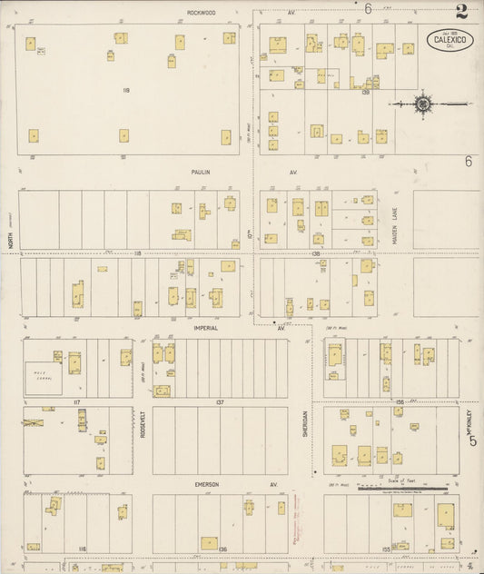Sanborn Fire Insurance Map from Calexico, Imperial County, California (1920), Sheet #0002 - Historic Sanborn Fire Insurance Map Print, vintage old map wall art, antique decor, genealogy gift, California California map