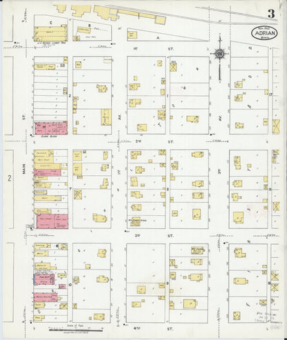 Sanborn Fire Insurance Map from Adrian, Nobles County, Minnesota (1922), Sheet #0003 - Complete Map Set gallery image, historic Sanborn map, vintage wall art, Minnesota Minnesota