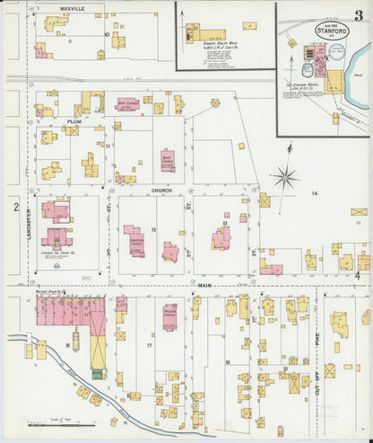 Sanborn Fire Insurance Map from Stanford, Lincoln County, Kentucky (1901), Sheet #0003 - Complete Map Set gallery image, historic Sanborn map, vintage wall art, Kentucky Kentucky