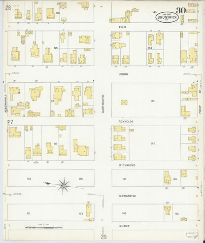 Sanborn Fire Insurance Map from Brunswick, Glynn County, Georgia (1908), Sheet #0030 - Complete Map Set gallery image, historic Sanborn map, vintage wall art, Georgia Georgia
