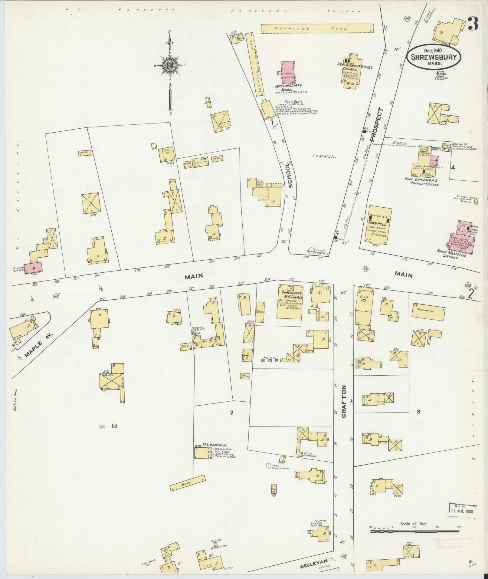 Sanborn Fire Insurance Map from Shrewsbury, Worcester County, Massachusetts (1910), Sheet #0003 - Historic Sanborn Fire Insurance Map Print, vintage old map wall art, antique decor, genealogy gift, Massachusetts Massachusetts map