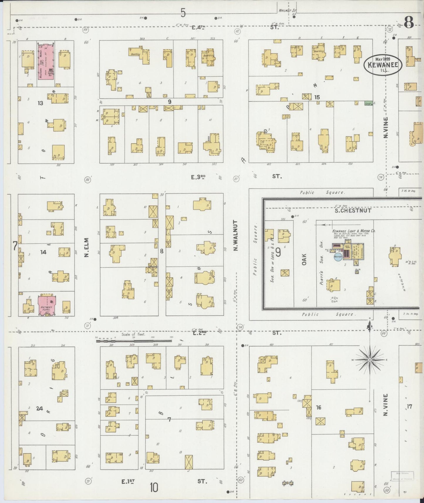 Sanborn Fire Insurance Map from Kewanee, Henry County, Illinois (1899), Sheet #0008 - Complete Map Set gallery image, historic Sanborn map, vintage wall art, Illinois Illinois