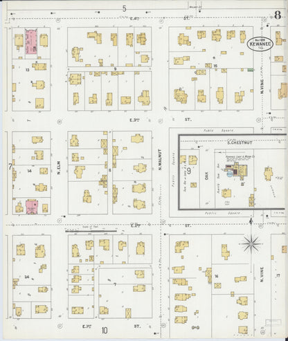 Sanborn Fire Insurance Map from Kewanee, Henry County, Illinois (1899), Sheet #0008 - Complete Map Set gallery image, historic Sanborn map, vintage wall art, Illinois Illinois