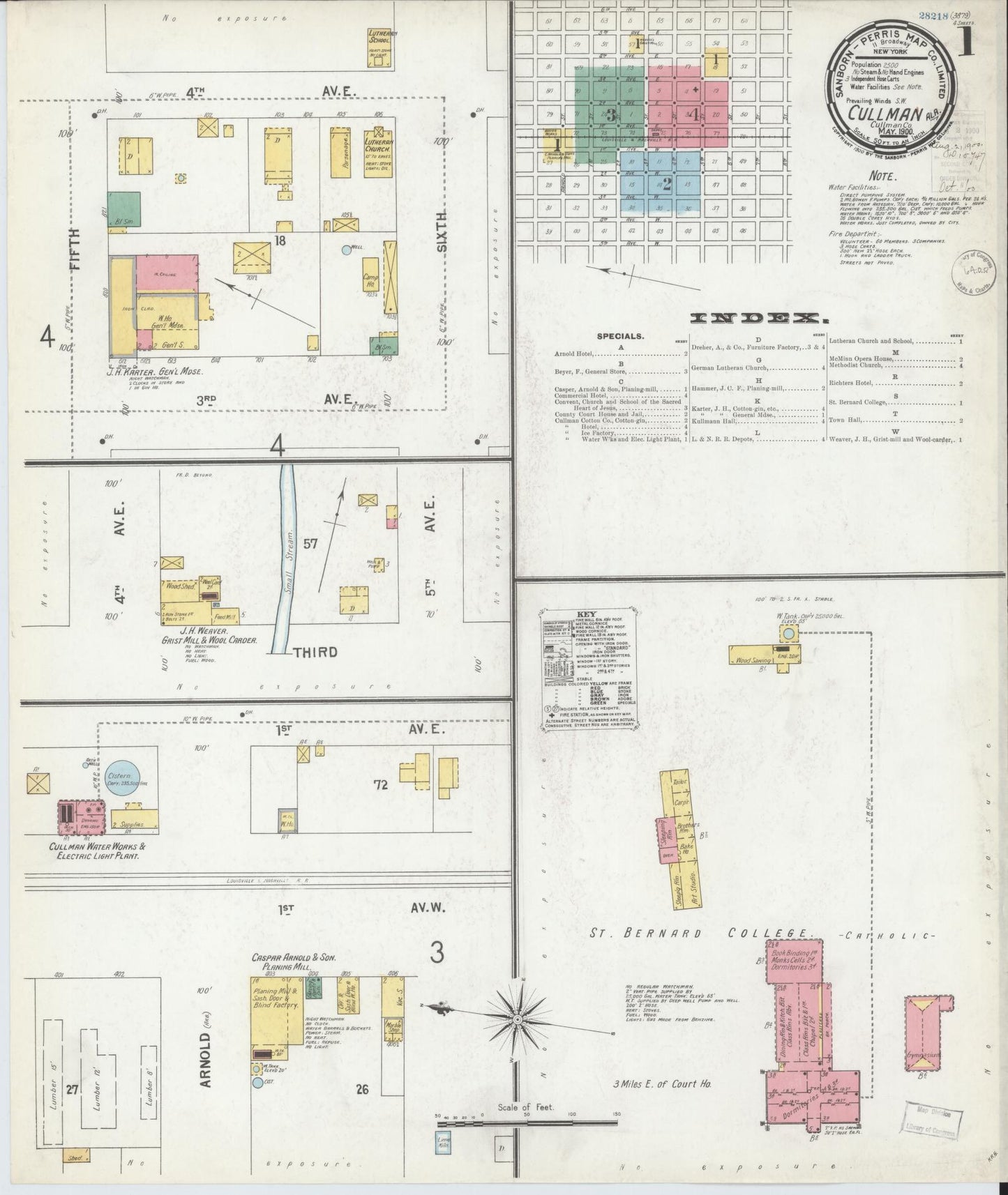 Sanborn Fire Insurance Map from Cullman, Cullman County, Alabama (1900), Sheet #0001 - Complete Map Set gallery image, historic Sanborn map, vintage wall art, Alabama Alabama