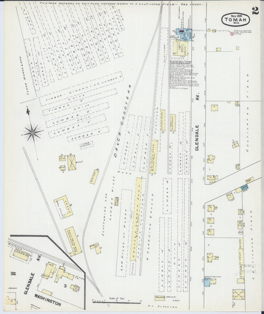 Sanborn Fire Insurance Map from Tomah, Monroe County, Wisconsin (1891), Sheet #0002 - Historic Sanborn Fire Insurance Map Print, vintage old map wall art, antique decor, genealogy gift, Wisconsin Wisconsin map