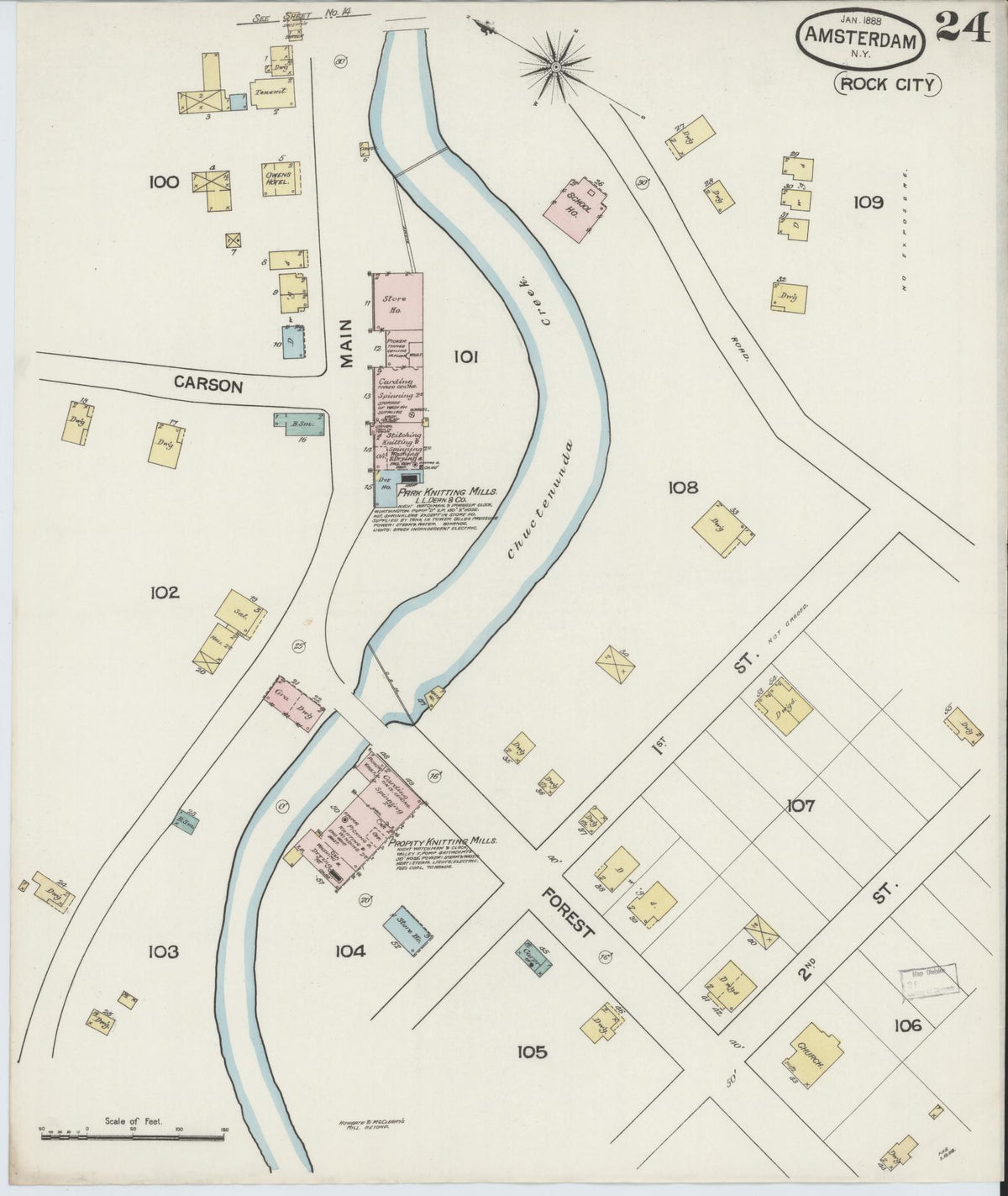 Sanborn Fire Insurance Map from Amsterdam, Montgomery County, New York (1888), Sheet #0024 - Complete Map Set gallery image, historic Sanborn map, vintage wall art, New York New York