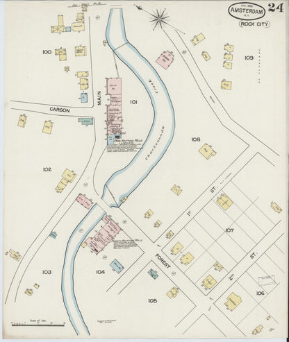 Sanborn Fire Insurance Map from Amsterdam, Montgomery County, New York (1888), Sheet #0024 - Complete Map Set gallery image, historic Sanborn map, vintage wall art, New York New York